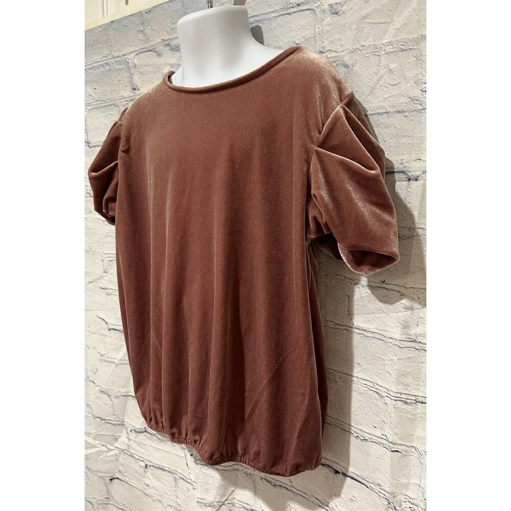 Zara Kids Pink Velvet Short Sleeve Round Neck Top size 11-12